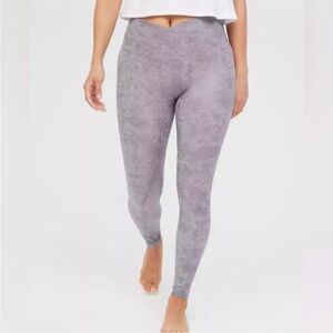 Aerie Offline real me purple shimmer crossover leggings 7/8 L